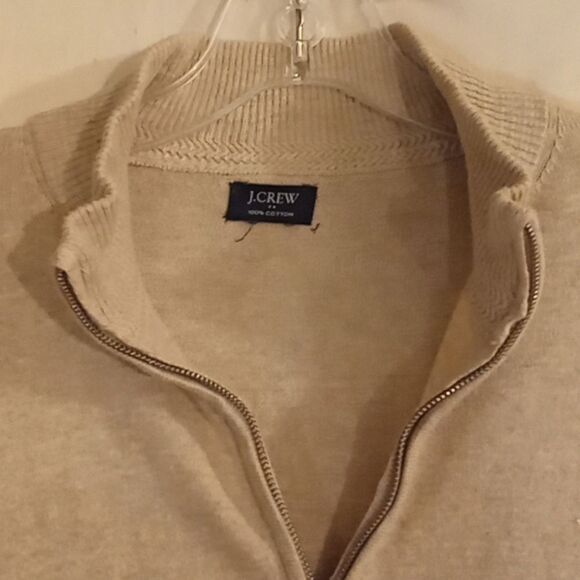 J. Crew Ragland 100% Cotton Oatmeal Quarter Zip Sweater M - Picture 4 of 6
